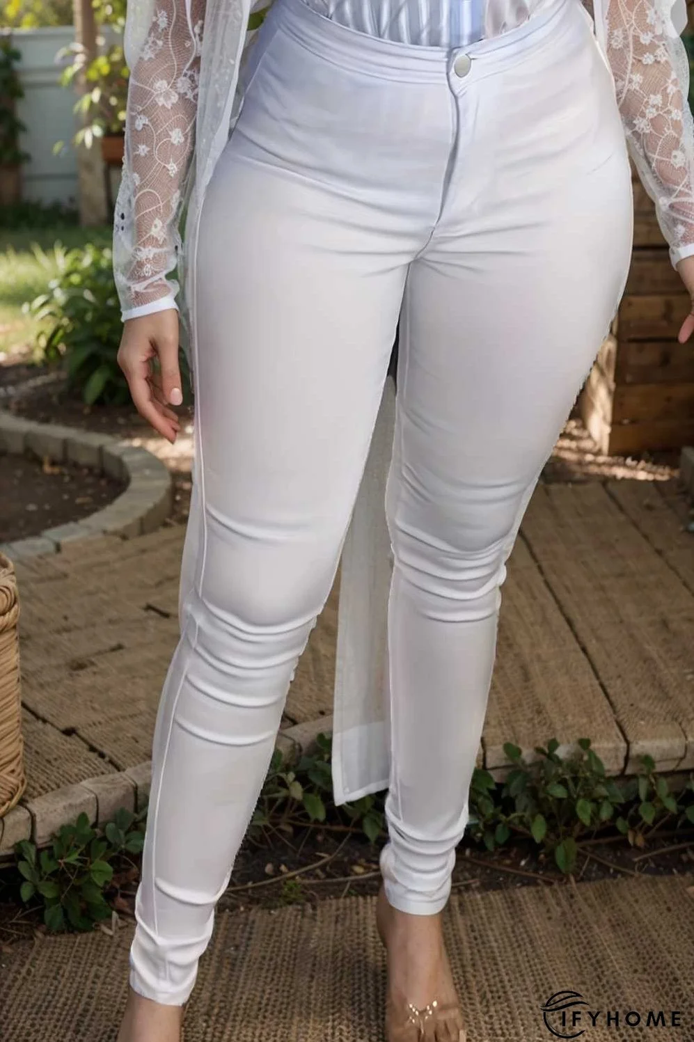 casual solid slim fit skinny pockets pants | IFYHOME