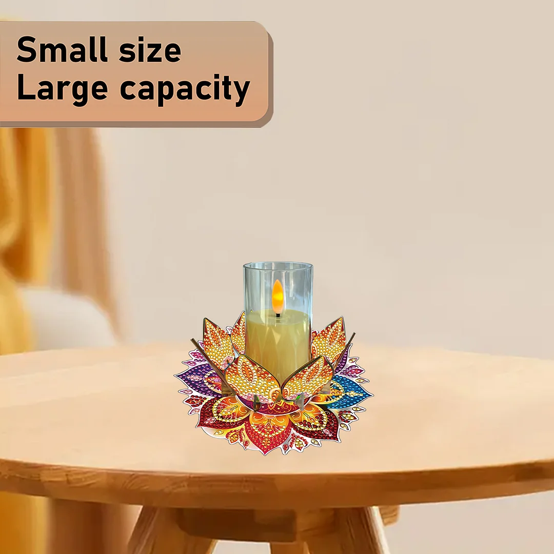 Mandala Lotus-H Acrylic DIY Diamond Painting Candle Holders Without Candles Crystal Painting Tealight Candle Stand Table Centerpiece for Adults Beginners Home Party Decor