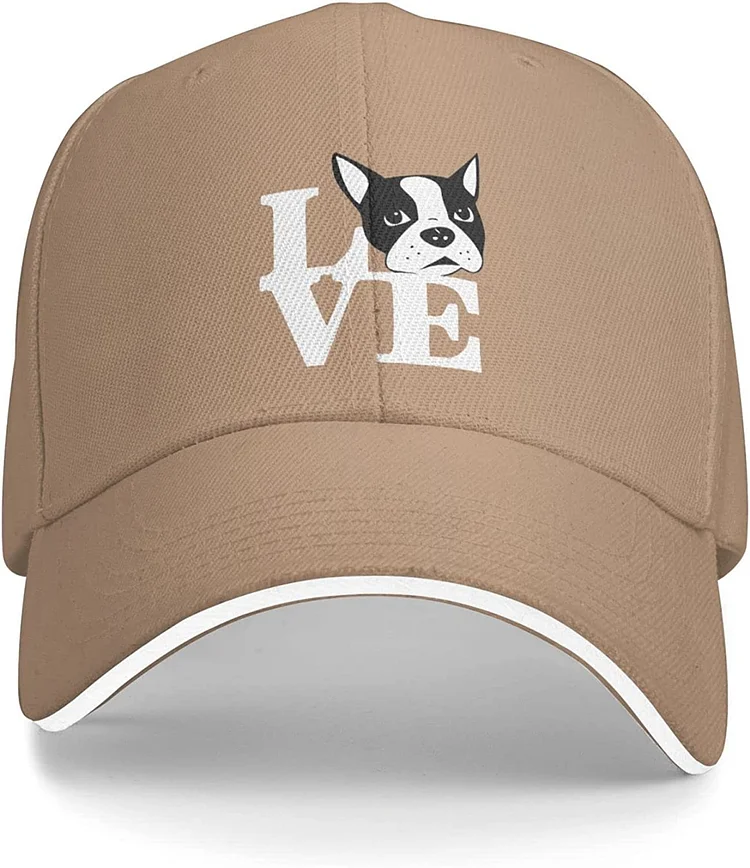 Love My Boston Terrier Sandwich Cap Men Women Classic Adjustable Outdoor Sandwich Hat Black
