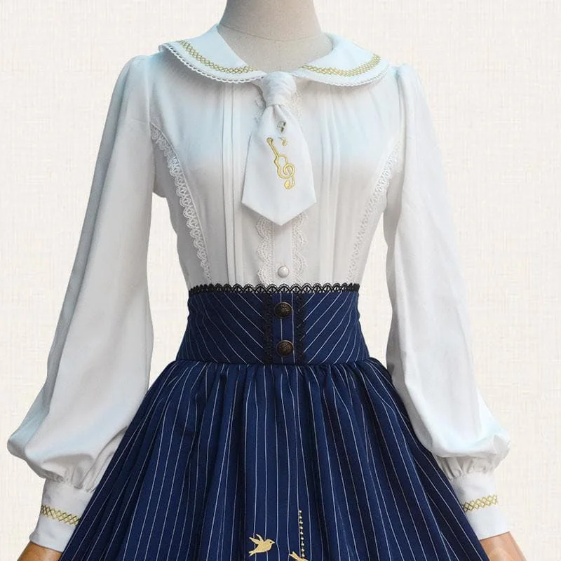 White Lolita Lace Long Sleeve Blouse Shirt SP179295
