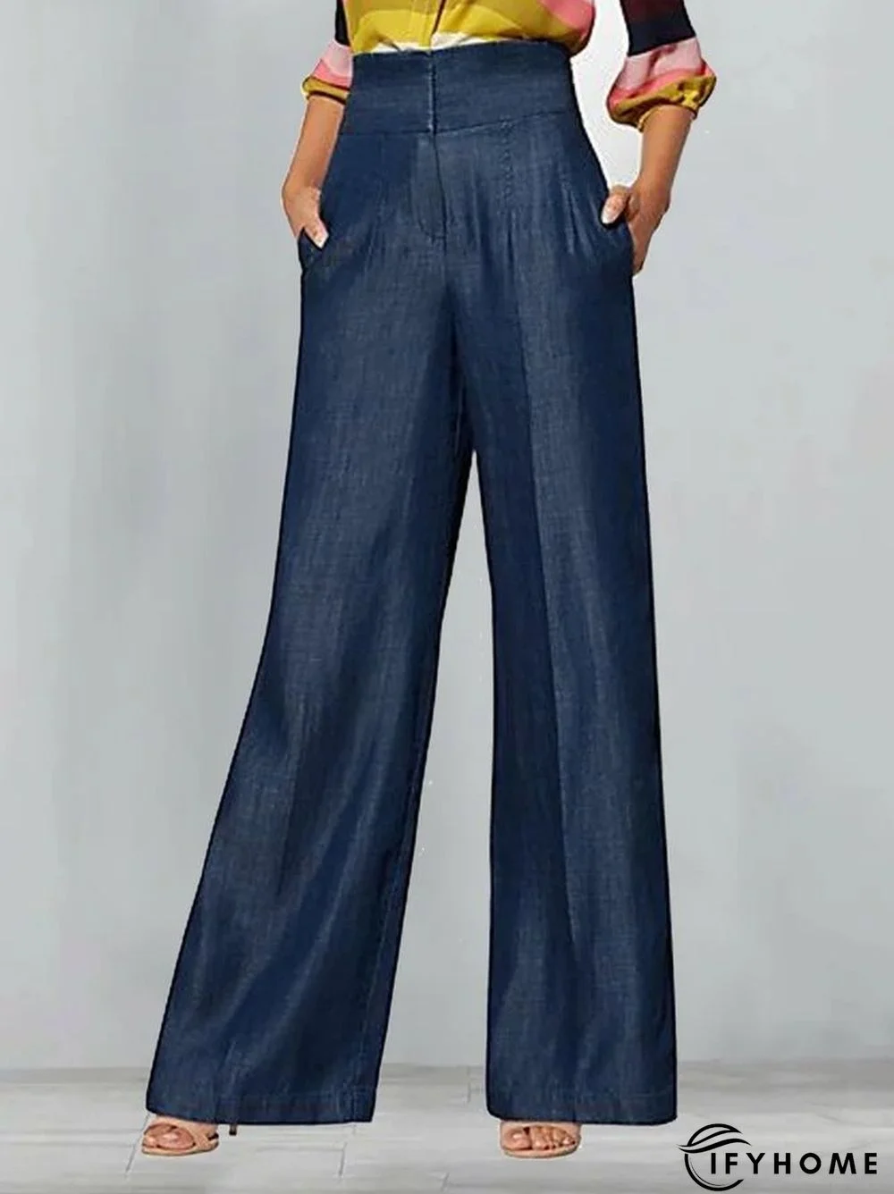 Denim Plain Buttoned Casual Jeans | IFYHOME