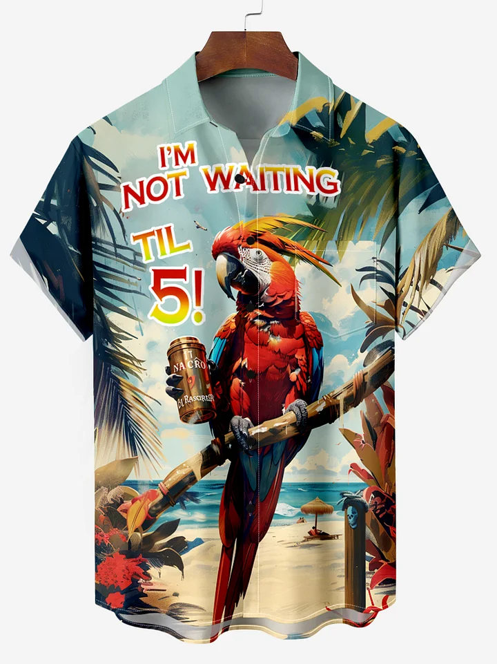 Summer Beach Parrot Vacation Hawaiian Short Sleeve Shirt PLUSCLOTHESMAN