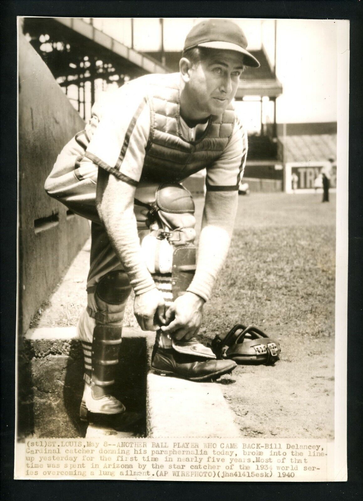 Bill DeLancey comeback from lung ailment 1940 Press Photo Poster painting St. Louis Cardinals