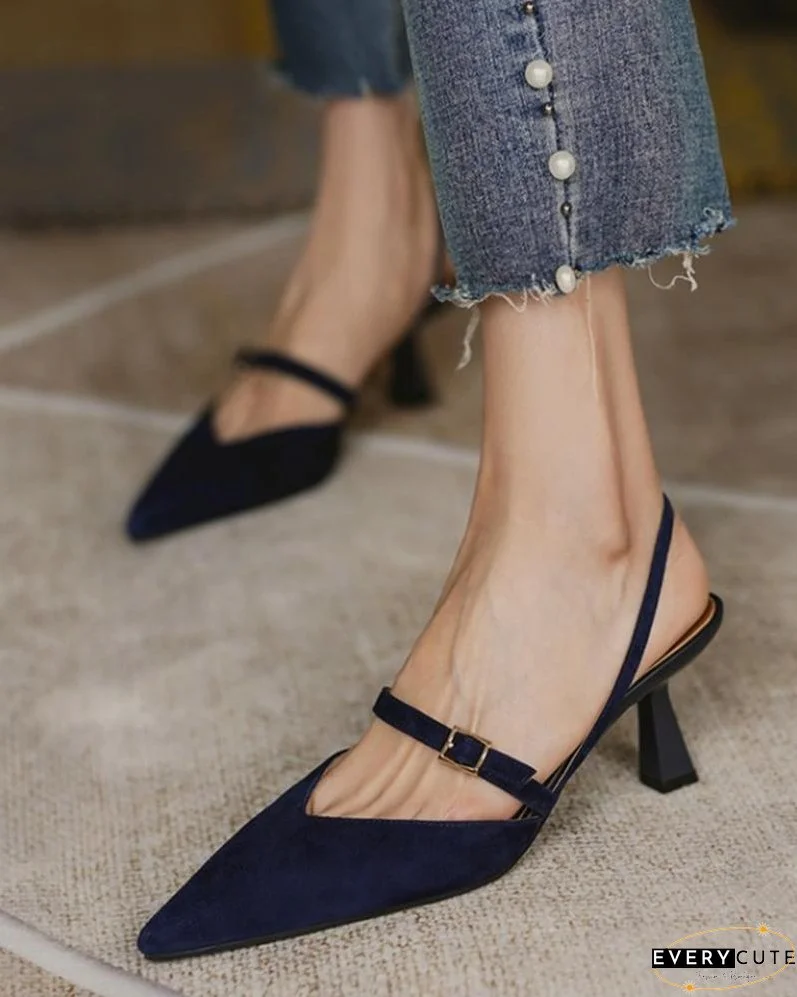 Pointed Toe Slingback Suede Pyramid Heels