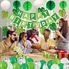 Birthday Decorations, Happy Birthday Banner with Birthday Balloons, Honeycomb Balls, Hanging Swirls, Circle Dots Garland, Happy Birthday Party Decorations for Women Men Boys Girls (Green)