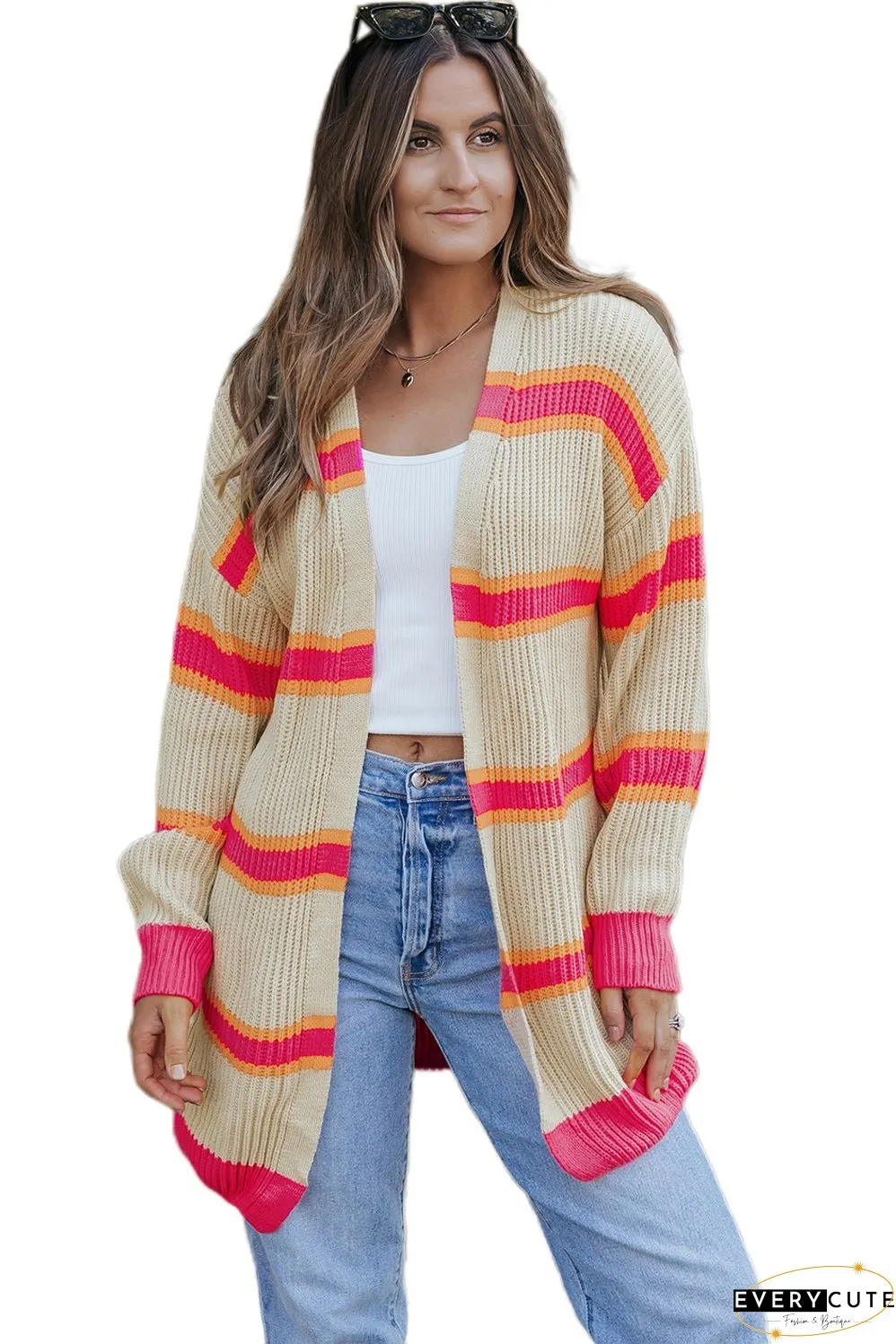 Ribbed Long Knitted Cardigan
