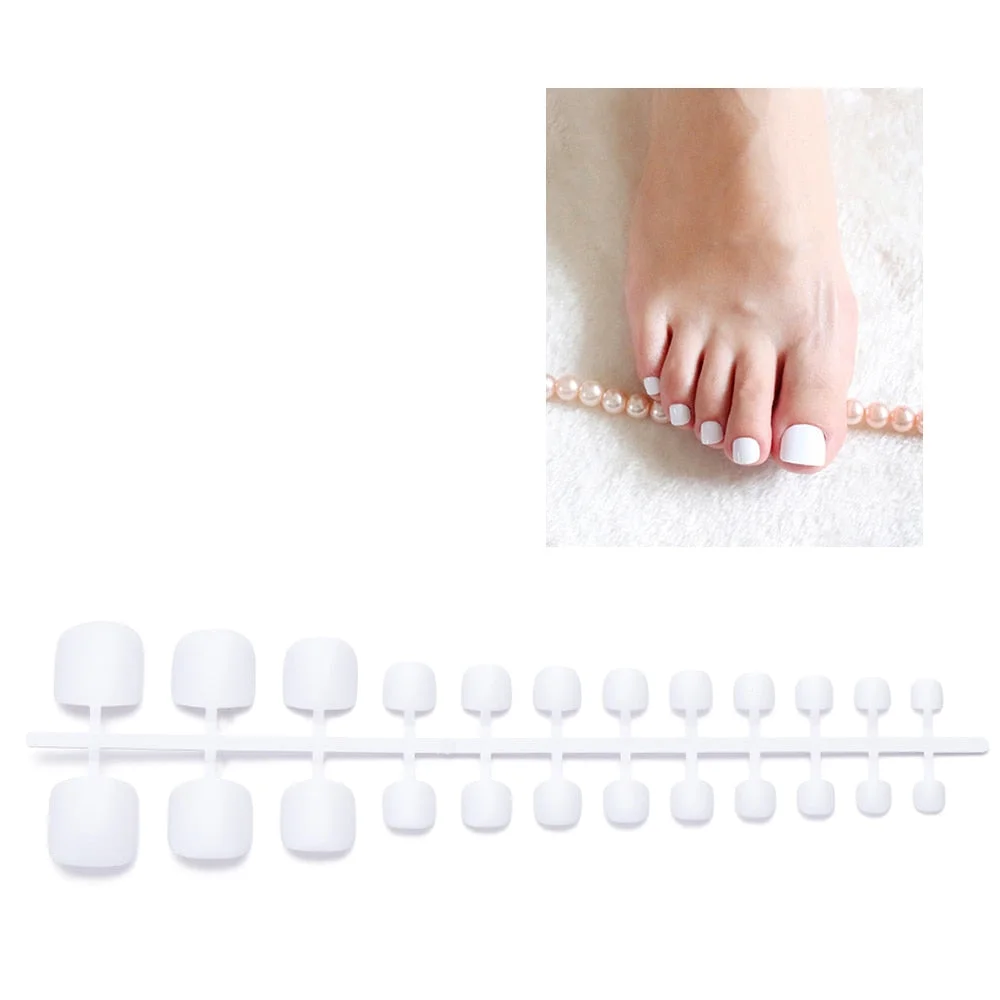 24Pc Soft Pure color oval Frosted Artificial Fake Nail Art Tip Fashion design full cover toe false nails Extension French style-Nail Inspo