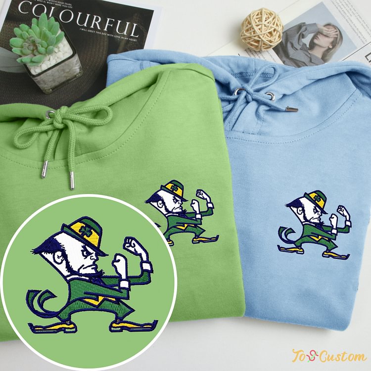 TOSCUSTOM™ Fighting Irish Mascot Embroidered Sweatshirts Custom Irish Gifts