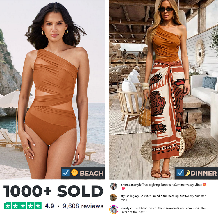 【OROGEE】DESERT ONE-SHOULDER SWIMSUIT★韓国人気★追跡付 Drifted One Piece Swimsuit - Chocolate – Peppermayo US