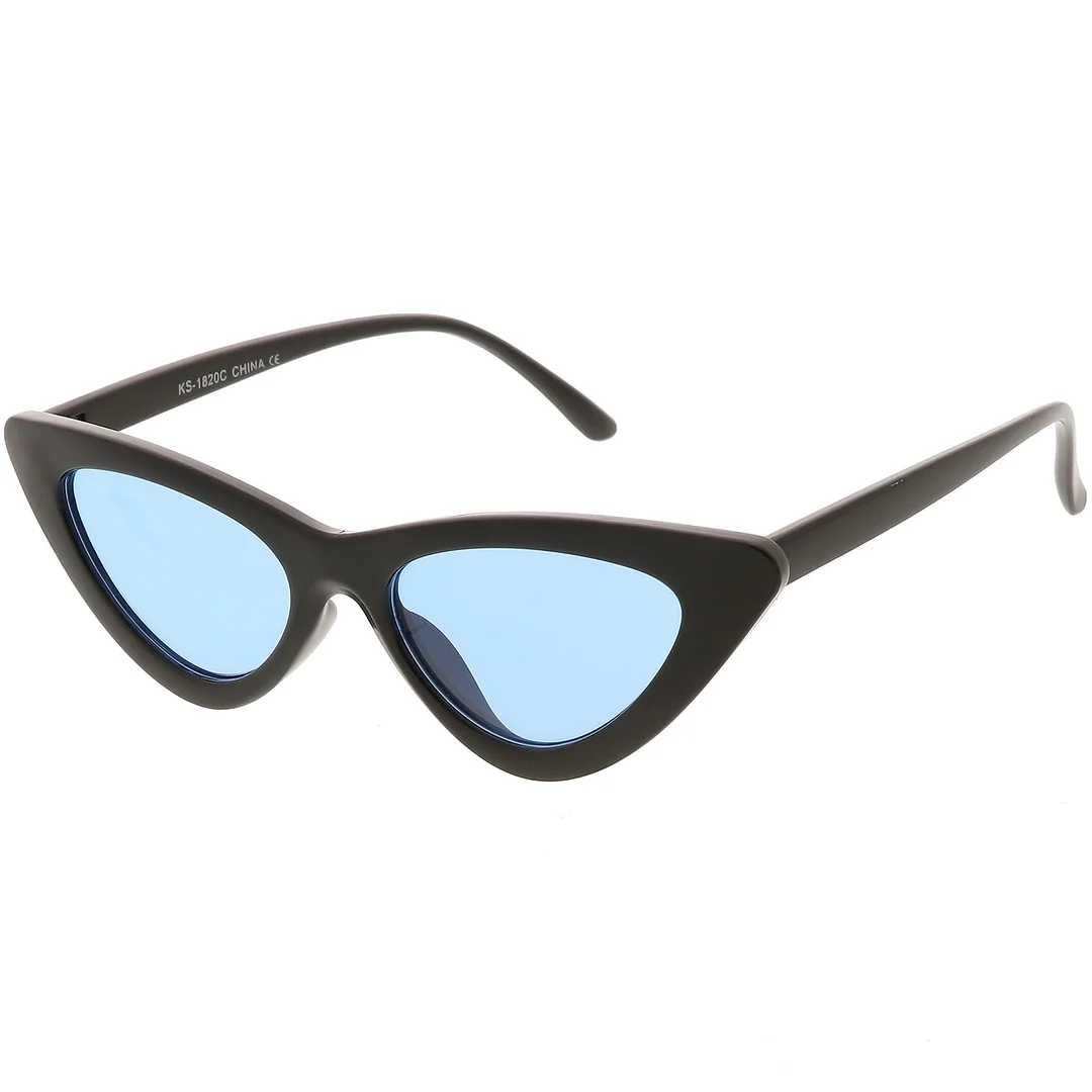 Womens Exaggerated Slim Black Frame Cat Eye glasses Color Tinted Lens 48mm