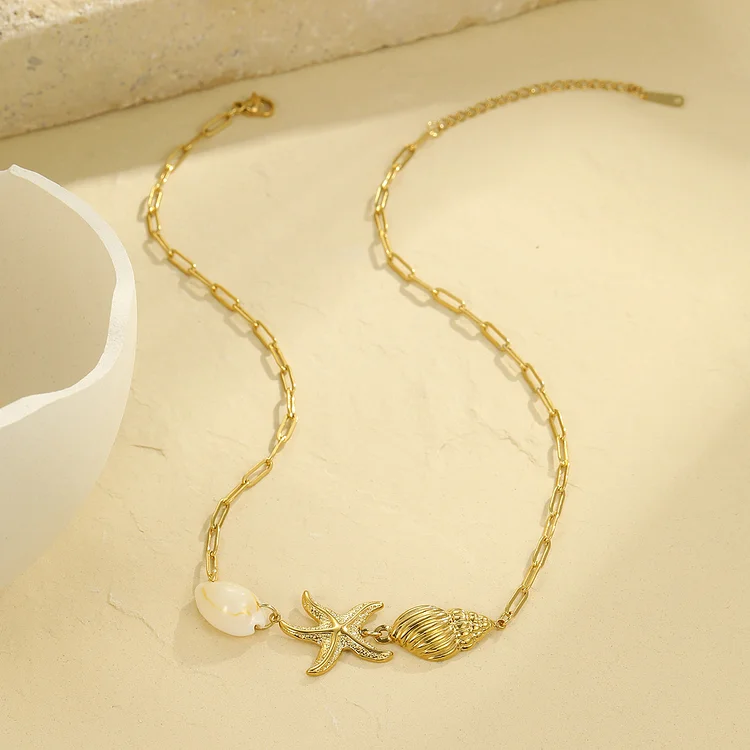 Starfish Shell Necklace and Bracelet