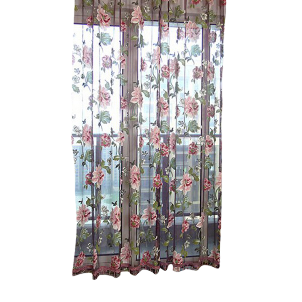 

Window Curtain Flower Print Sheer Pattern Voile Valances Wine 100x250cm, 501 Original