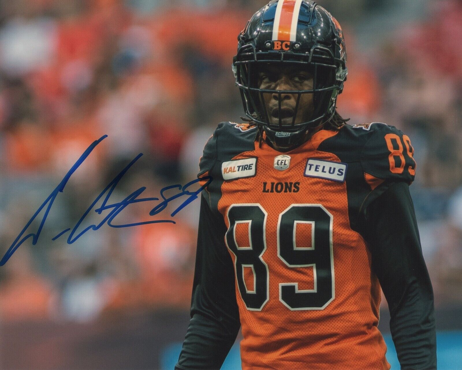 DURON CARTER SIGNED AUTOGRAPHED BC LIONS CFL FOOTBALL 8X10 Photo Poster painting EXACT PROOF