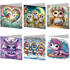 6PCS Diamond Painting Animal Greeting Cards Postcards with Envelopes