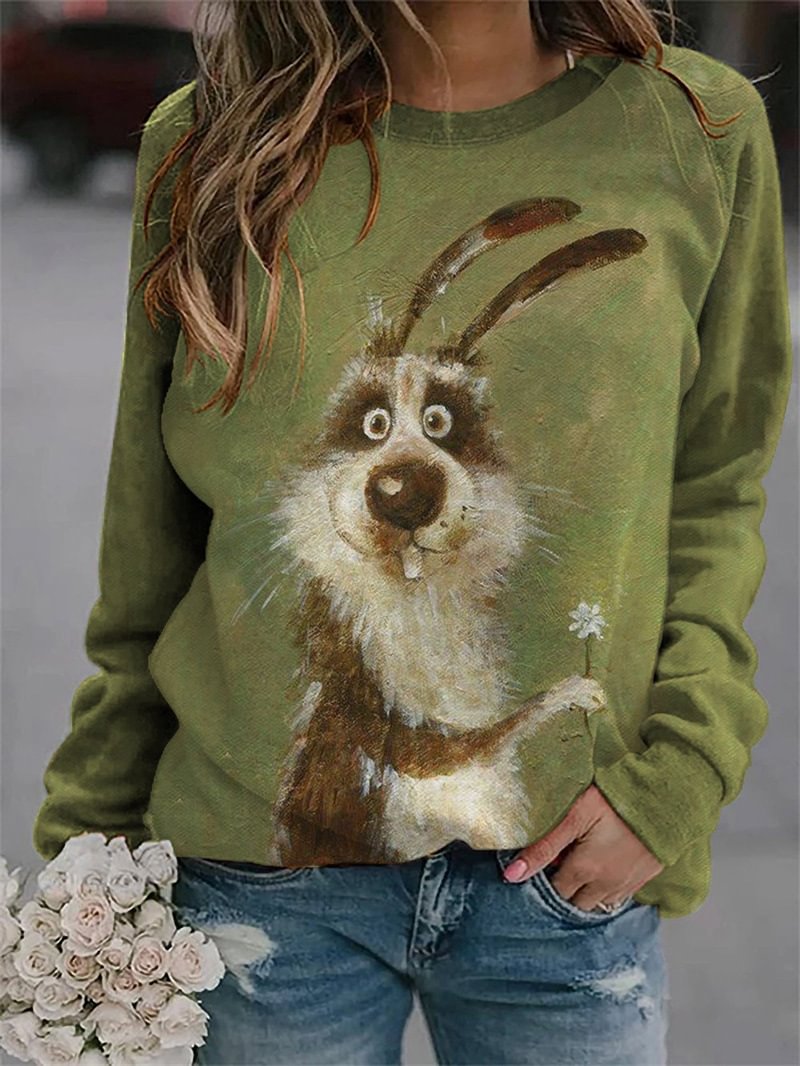 Women's Rabbit Pattern Print Long Sleeve T-shirt