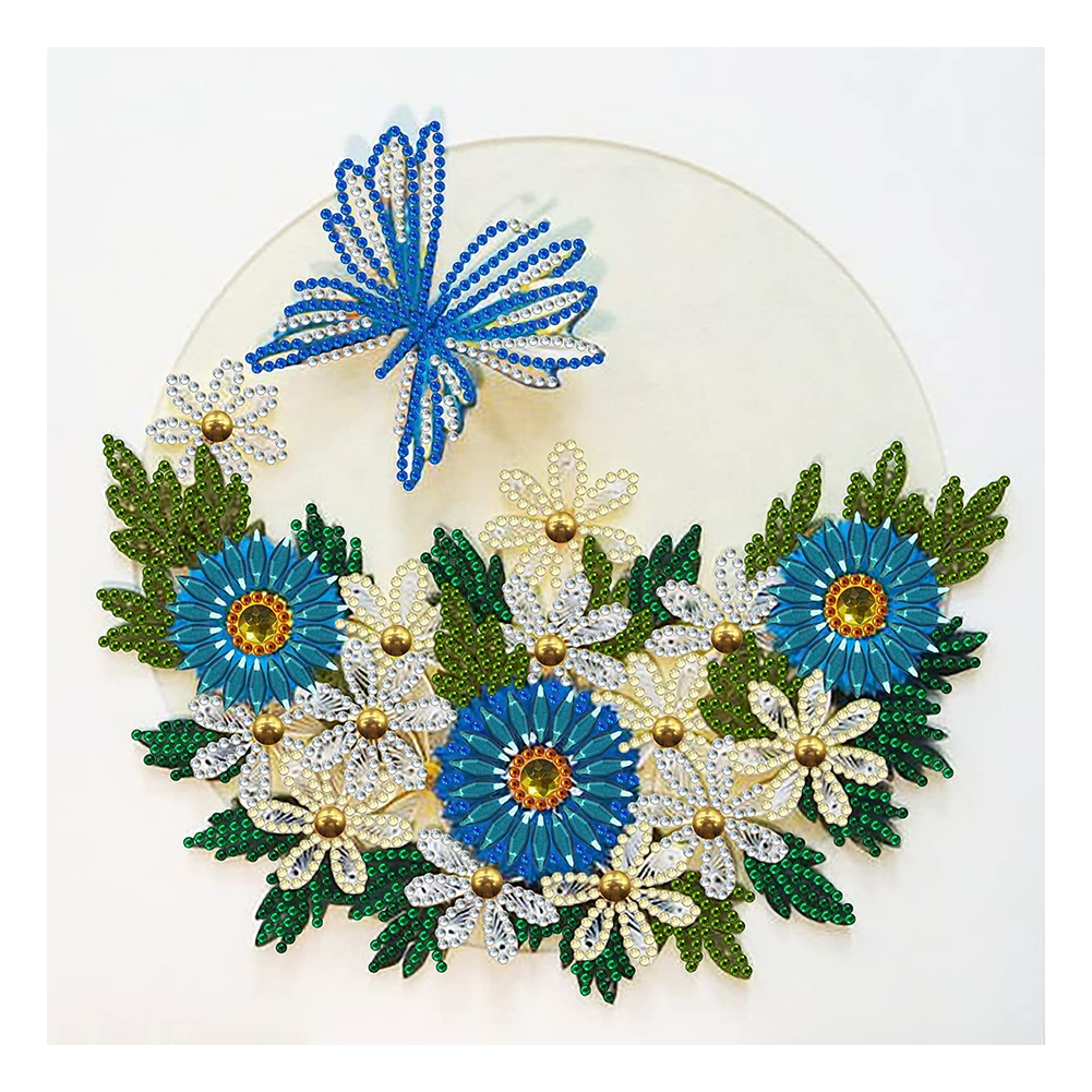 

Blue Flower Butterfly - Special Shaped Diamond Painting - 30*30CM, 501 Original