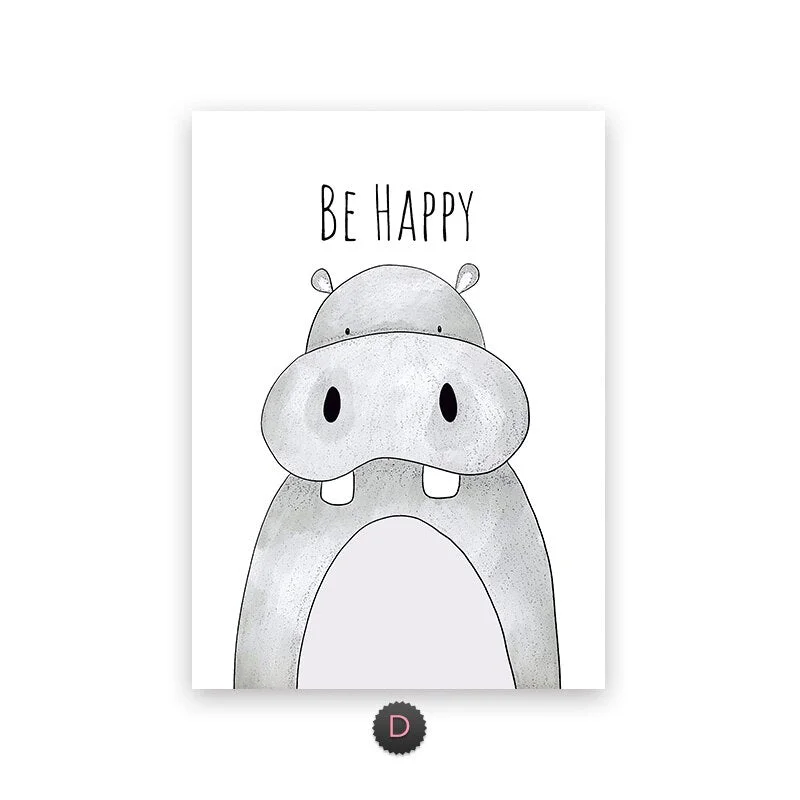 Cartoons Rabbit Wall Poster Art  Kids Room Decoration Cute Giraffe Living Room Poster On Canvas Prints Art Wall