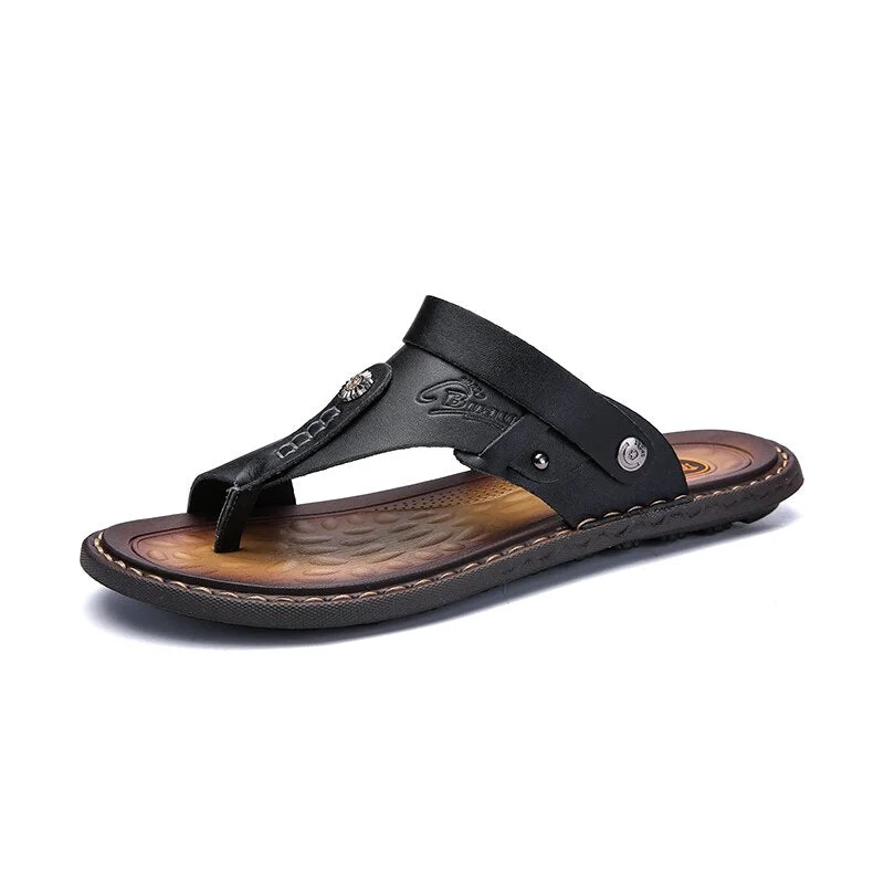 DUDELI Hot Sale Men'S Sandals Genuine Leather Men Summer Shoes Leisure Slippers Flip-Flops Men Comfortable Footwear Soft Sandal