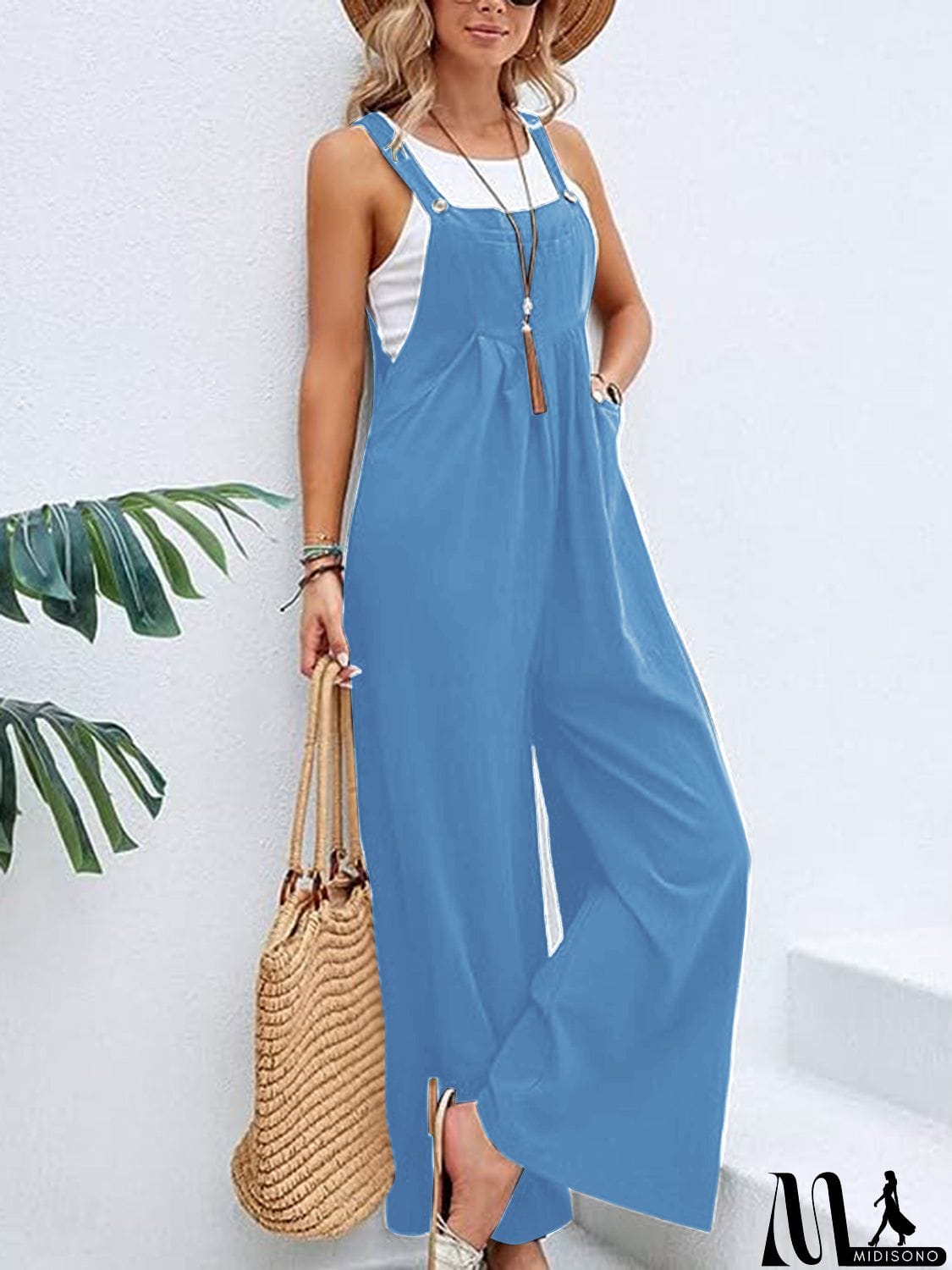 MidiSono - Full Size Wide Leg Overalls with Pockets