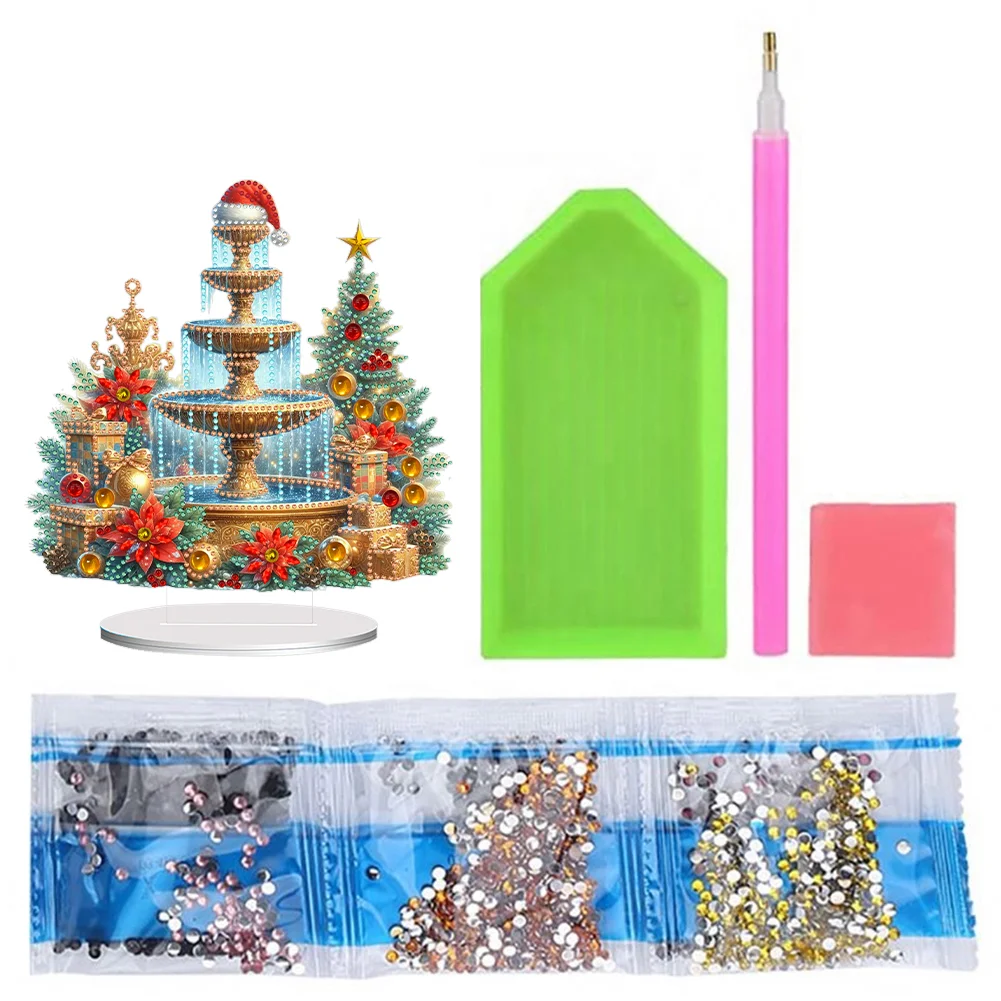 DIY Christmas Fountain Acrylic Special Shaped Diamond Painting Desktop Decor