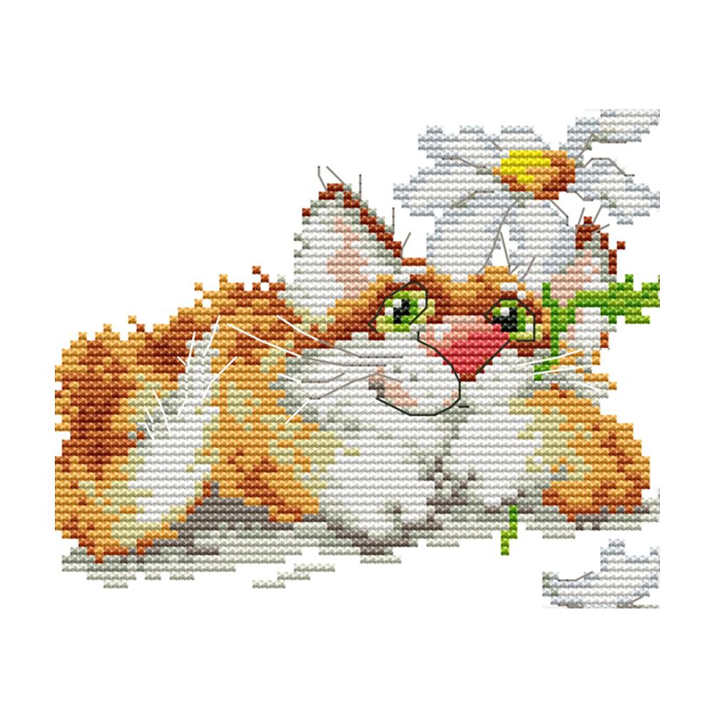 

Puppy offering flowers - 14CT Stamped Cross Stitch - 19*16cm, 501 Original