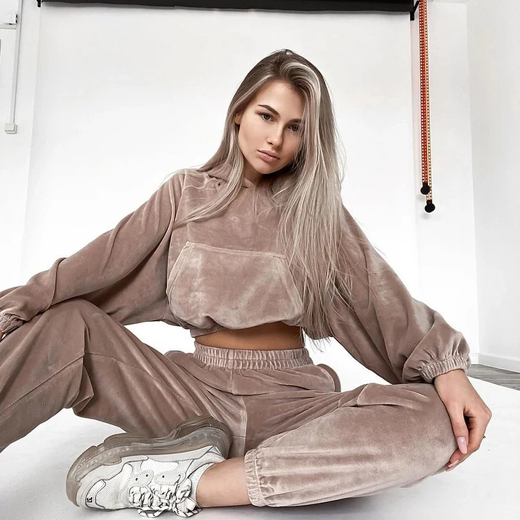 PASUXI Women's Hooded Tracksuit Set Long Sleeve Sweatshirt Joggers Two-Piece Outfit Sporty huanwei