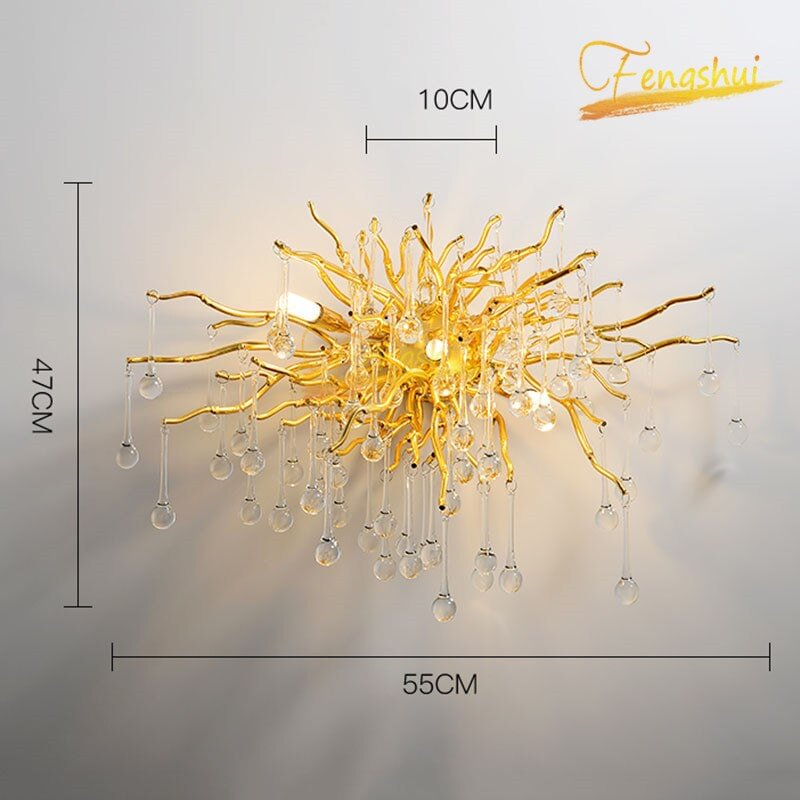 Nordic Light Luxury LED Wall Lamp Lighting Modern Golden Gloss Crystal Wall Lights Bedside Living Room Loft Sconces Deco Fixture