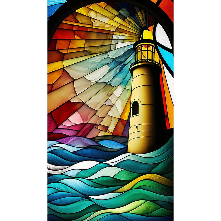 Lighthouse Glass Painting 40*70CM(Canvas) Full Round Drill Diamond Painting gbfke