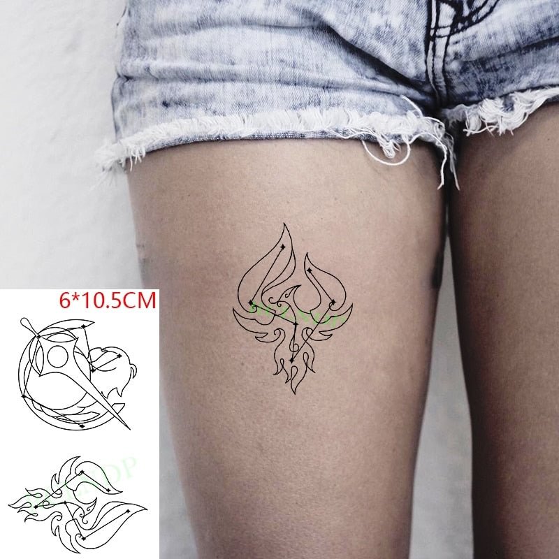 Waterproof Temporary Tattoo Sticker Genshin game Sword Star Pattern Geometric Tatto Flash Tatoo Fake Tattoos for Men Women