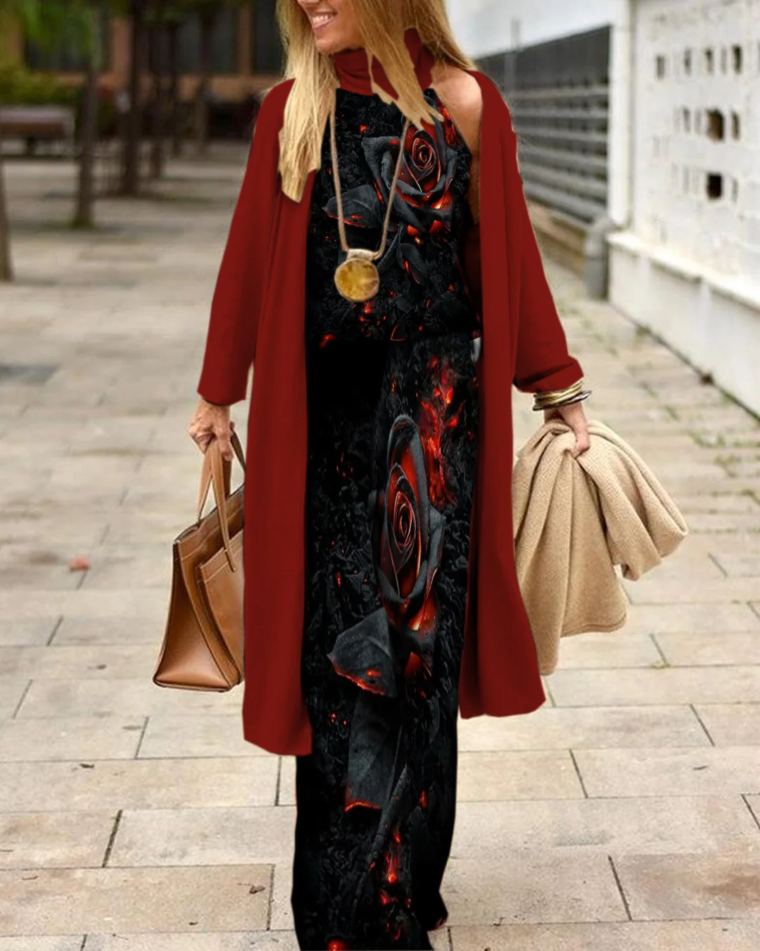Herringbone Sweater Three-Piece Suit f286