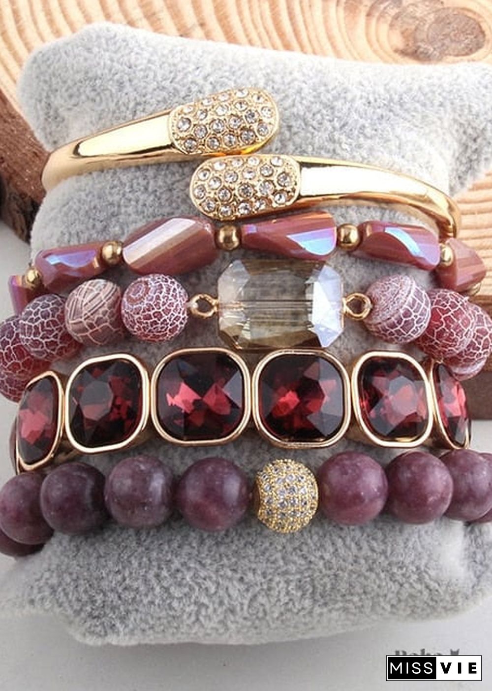 Boho Bracelet, RH Bracelet Set, Cubic Zircon Ball, Natural Stones Ball in Black and White