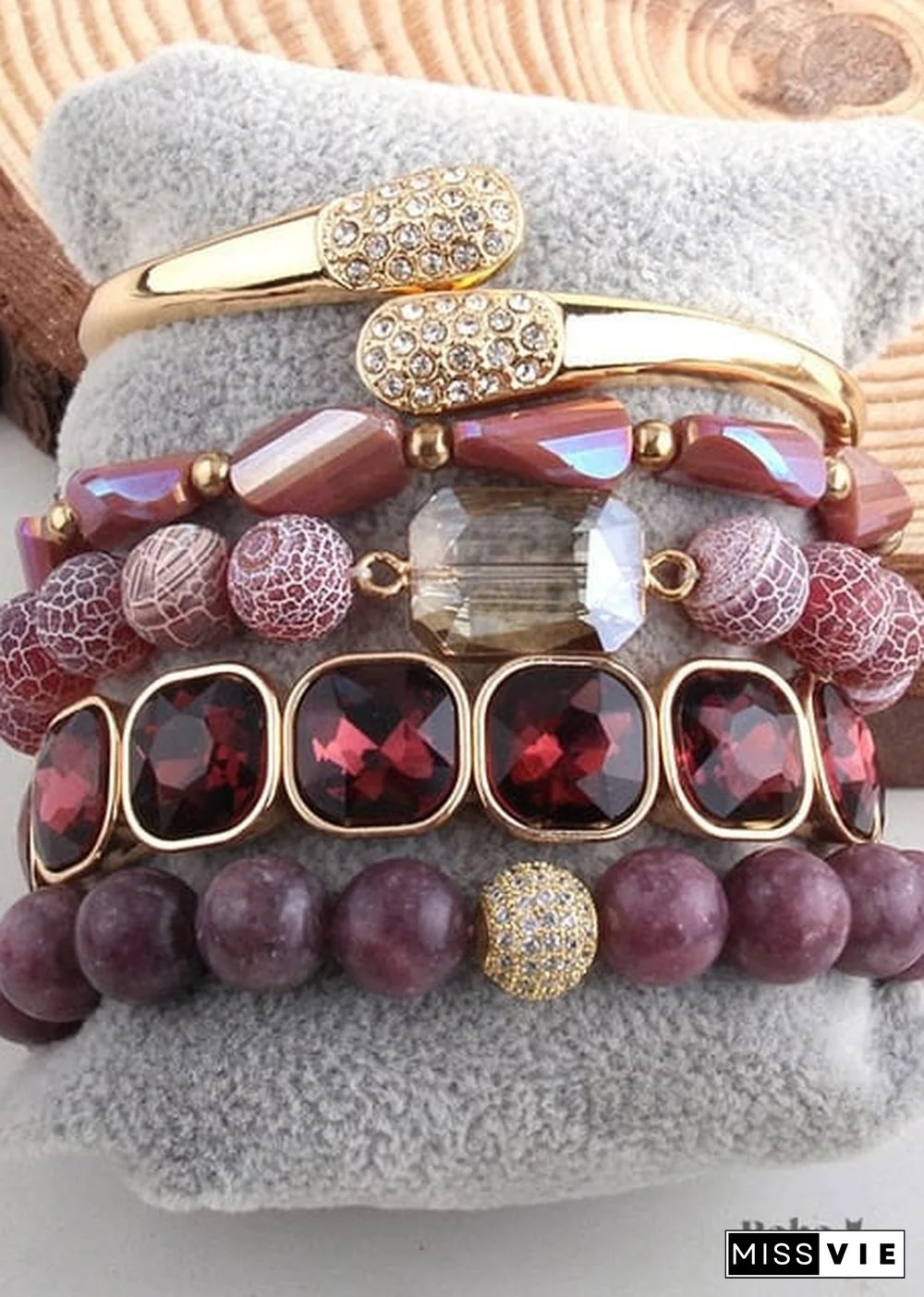 Boho Bracelet, RH Bracelet Set, Cubic Zircon Ball, Natural Stones Ball in Black and White