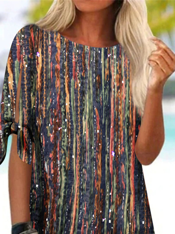 Women Half Sleeve V-neck Solid Color Dress