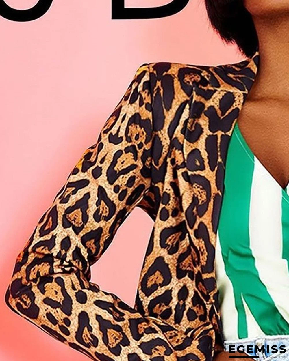 Cheetah Print Pocket Decor Blazer Coat | EGEMISS