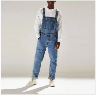 Uveng Uveng New Summer Street Trendy Solid-Colored Strap Trousers With One-Body High-Rise Men's Jeans