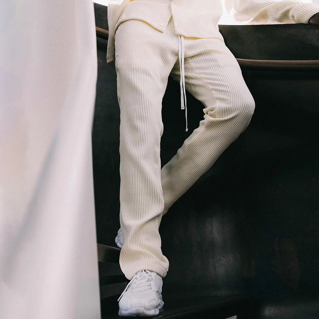 Sleek Casual Loose Corduroy Trousers