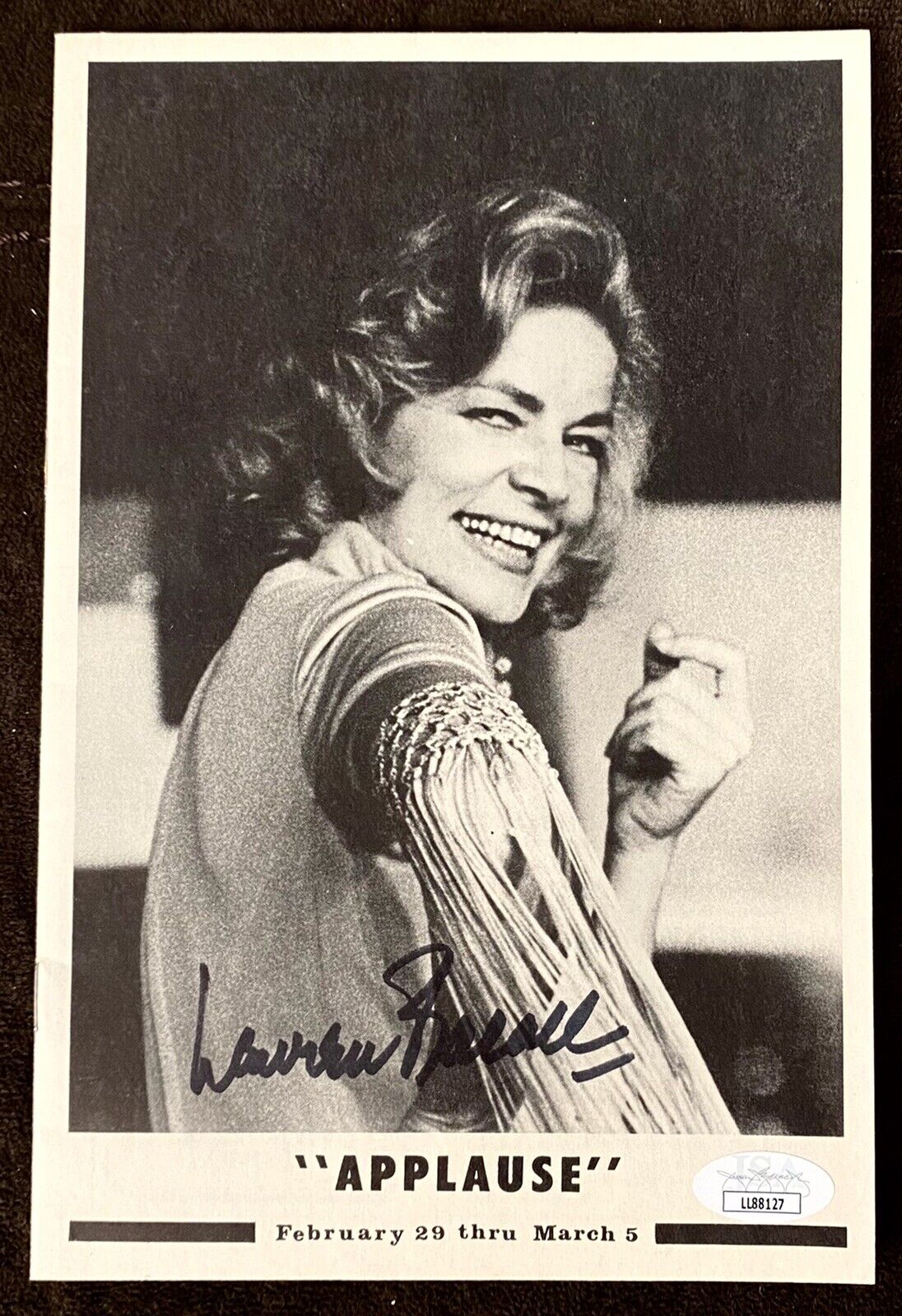 Lauren Bacall Actress Hand Signed Autograph APPLAUSE Program JSA Spence COA RARE