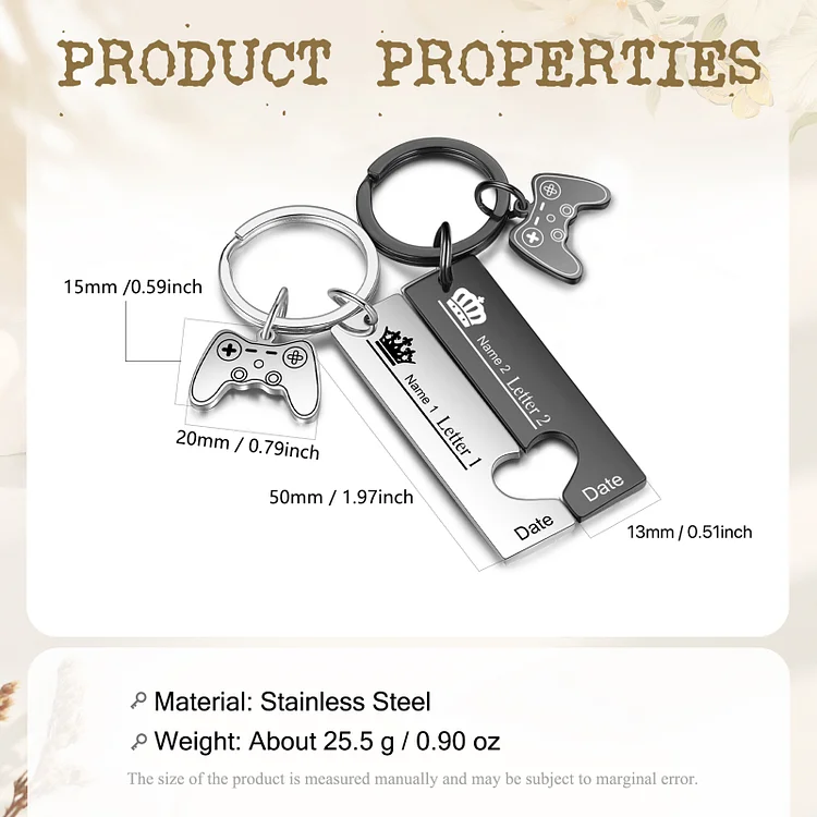 Personalised Couple Keychain Custom 2 Names & 2 Letters & Date Keyring Game Console Valentine's Day Gift for Him/Her-Jessemade AU