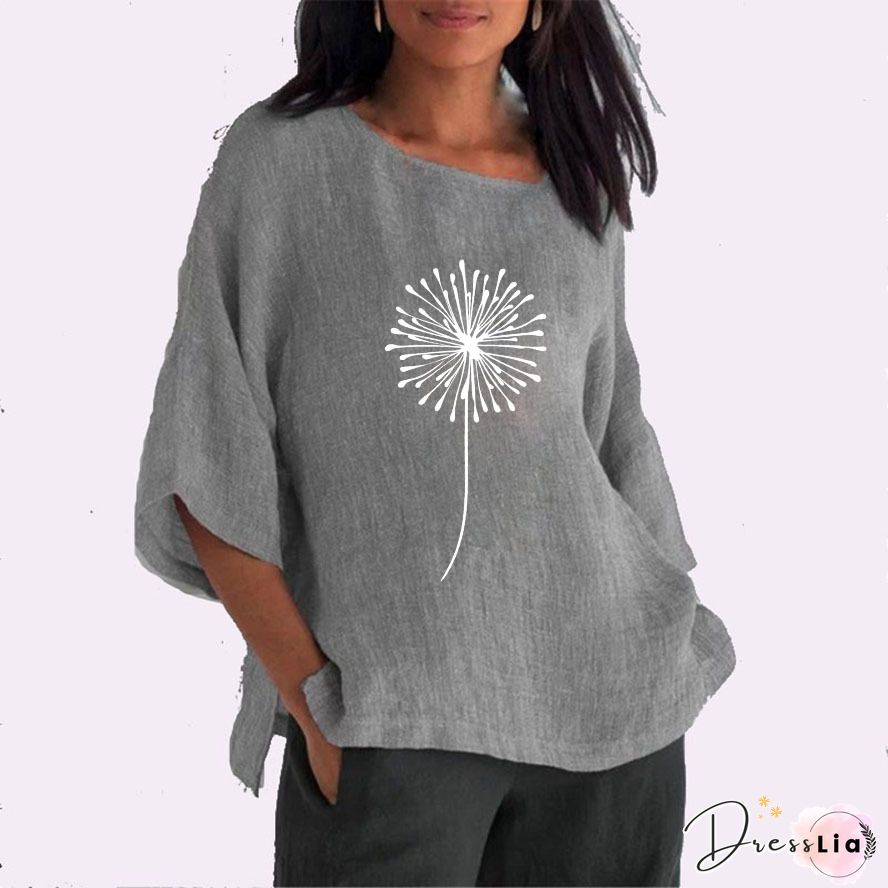 Plus size Vintage Daisy Printed Tops
