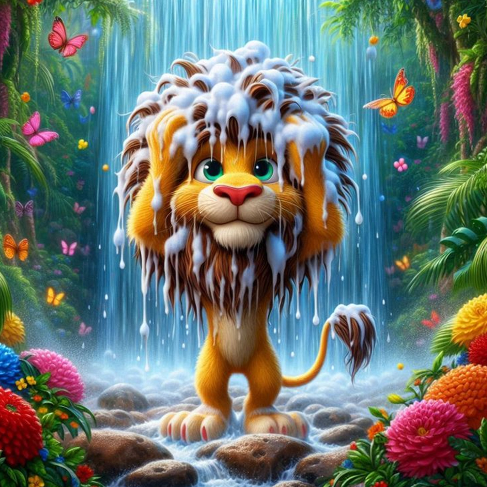 Lion 40*40cm(canvas) full round drill diamond painting
