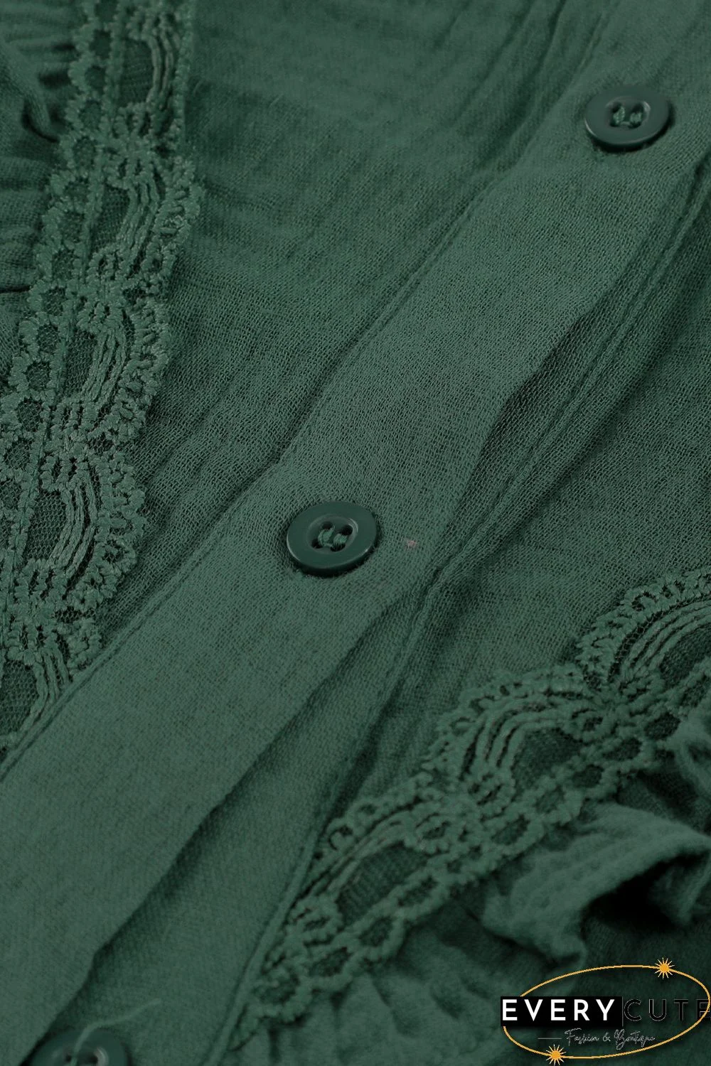 Green Ruffles Crinkled Long Sleeve Shirt