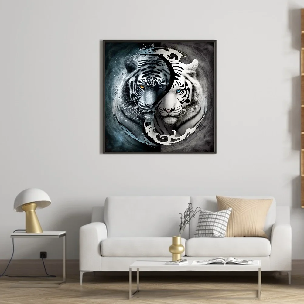 11CT Full Stamped Cross Stitch - Yin Yang Tiger(Canvas|45*45CM)