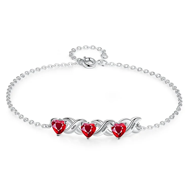 Heart Ruby Bracelet Personalized Birthstone Bracelet Birthday Gift for Women Girls