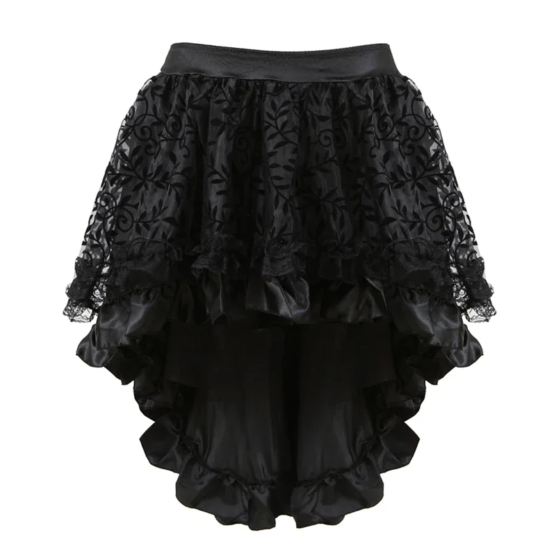 Billionm Skirts Womens Burlesque Corset Skirt High Waist Multilayer Lace Victorian Costumes Gothic Steampunk Skirt Matching Corset Black
