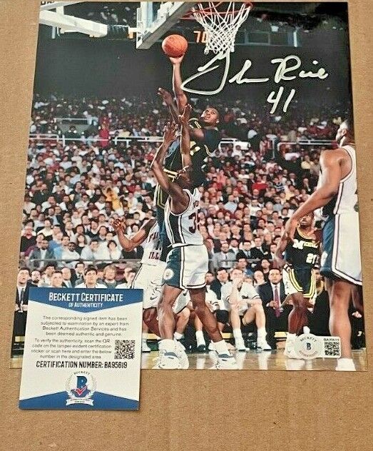 GLEN RICE SIGNED MICHIGAN WOLVERINES 8X10 Photo Poster painting BECKETT CERTIFIED BAS