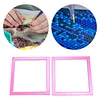 2Pcs Diamond Art Square Auxiliary Frame 3D Printing Diamond Art Desk Positioning Frame Lightweight for Boys Girls Adults Students Home Office Leisure (Sakura Pink small)
