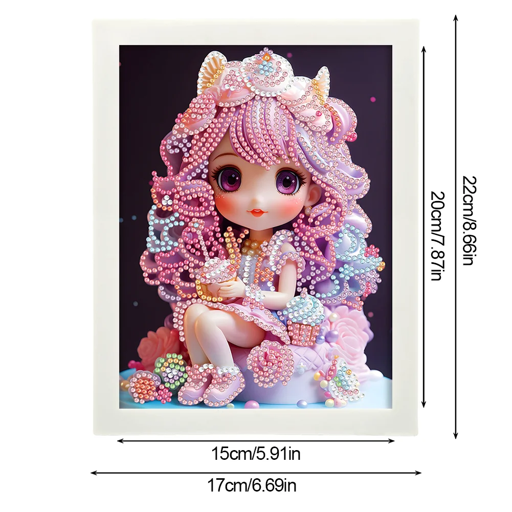 Diamond Painting - Partial Crystal Rhinestone Drill - Cartoon Girl(Canvas|15*20cm)【with Plastic Frame】