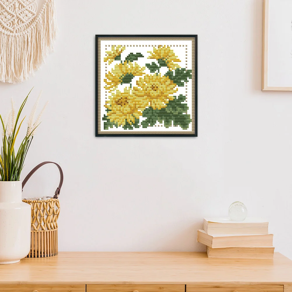 14CT Stamped Cross Stitch - December Flower(Canvas|17*17CM)