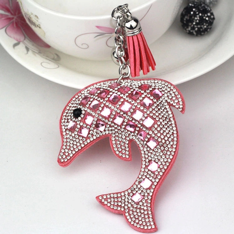 Cute Dolphin Flannel Diamond Women’s Keychain