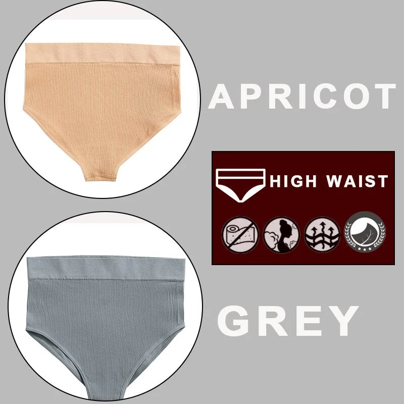 FINETOO 2PCS/Set Sexy Women Panties Underwear 10 Solid Colors Underpants For Girls High Waist Bodyshaper Briefs Seamless Pantys